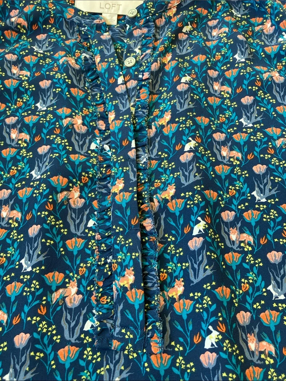 Loft Bunny Fox Floral Sleeveless Blouse XXL - Picture 3 of 11